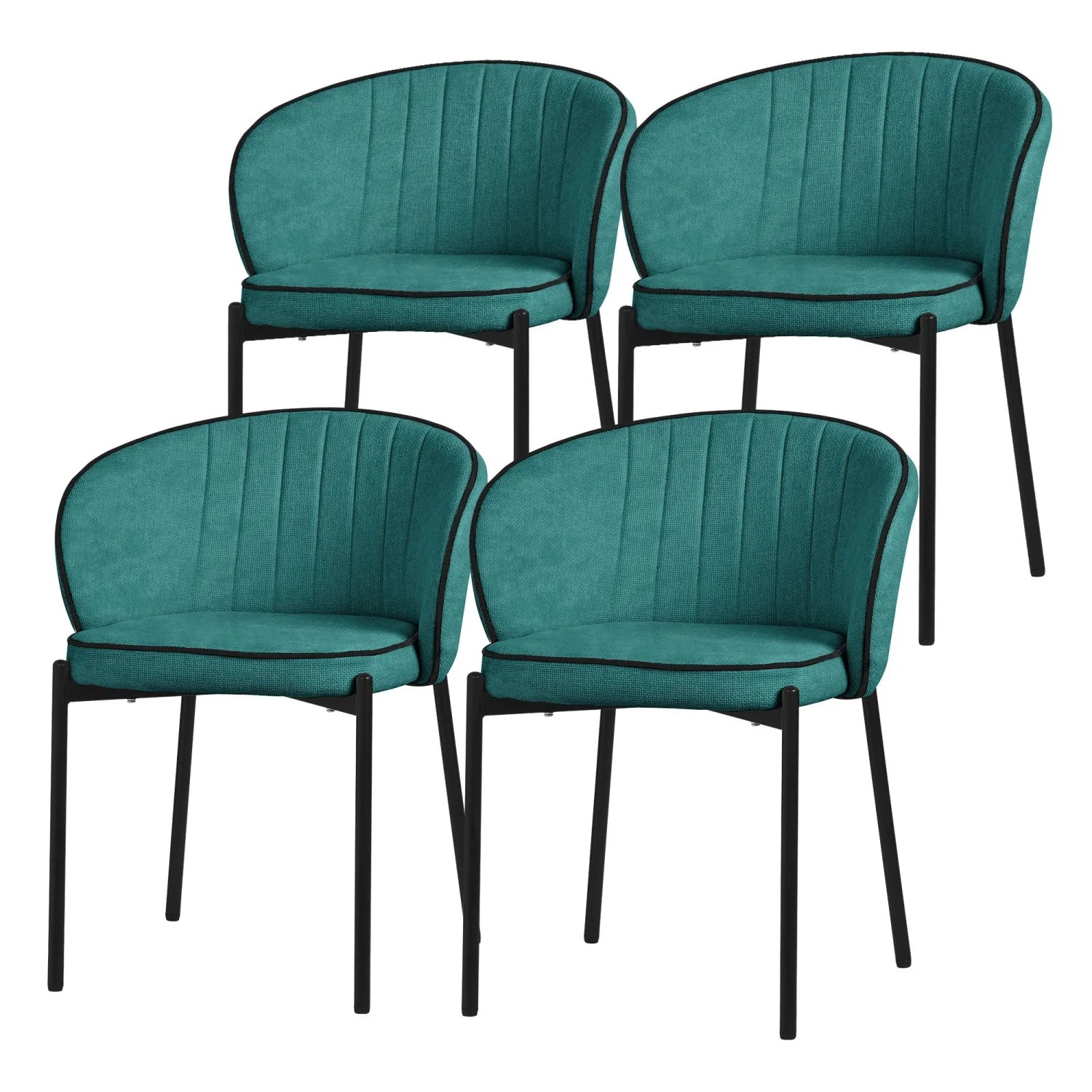 ML-Design Esszimmerstühle 4Er Set Petrol mit Stoffbezug & Metallbeinen von ML-Design