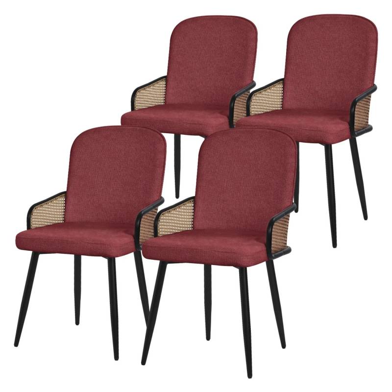 ML-Design Esszimmerstühle 4Er Set Rot mit Stoffbezug Rattan-Optik von ML-Design