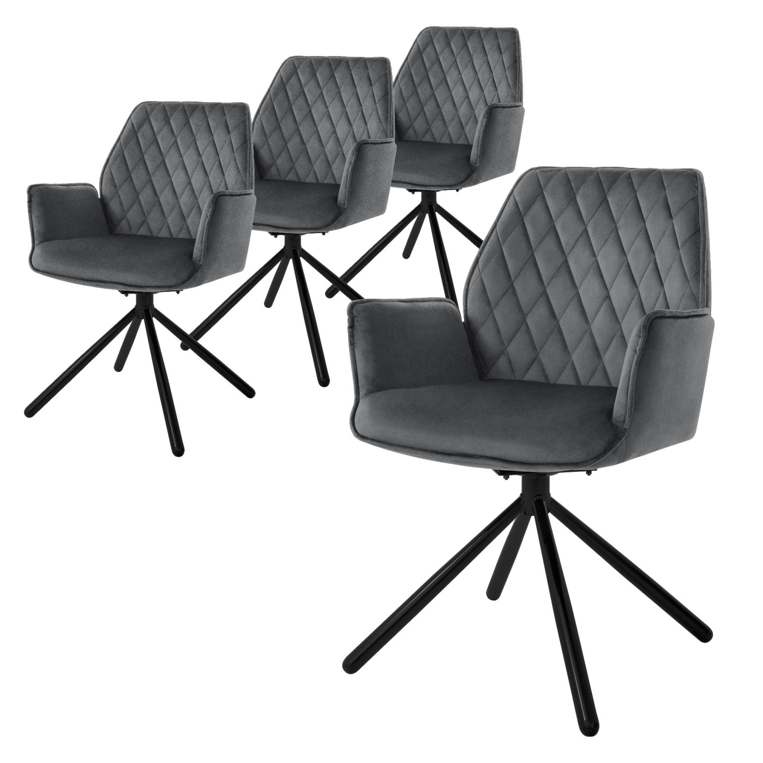ML-Design Esszimmerstühle 4Er Set Samt Anthrazit mit Arm- Rückenlehne Drehstuhl ML-Design Esszimmerstühle 4Er Set Samt Anthrazit mit Arm- Rückenlehne Drehstuhl von ML-Design