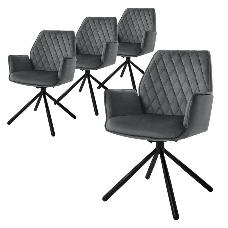 ML-Design Esszimmerstühle 4Er Set Samt Anthrazit mit Arm- Rückenlehne Drehstuhl von ML-Design