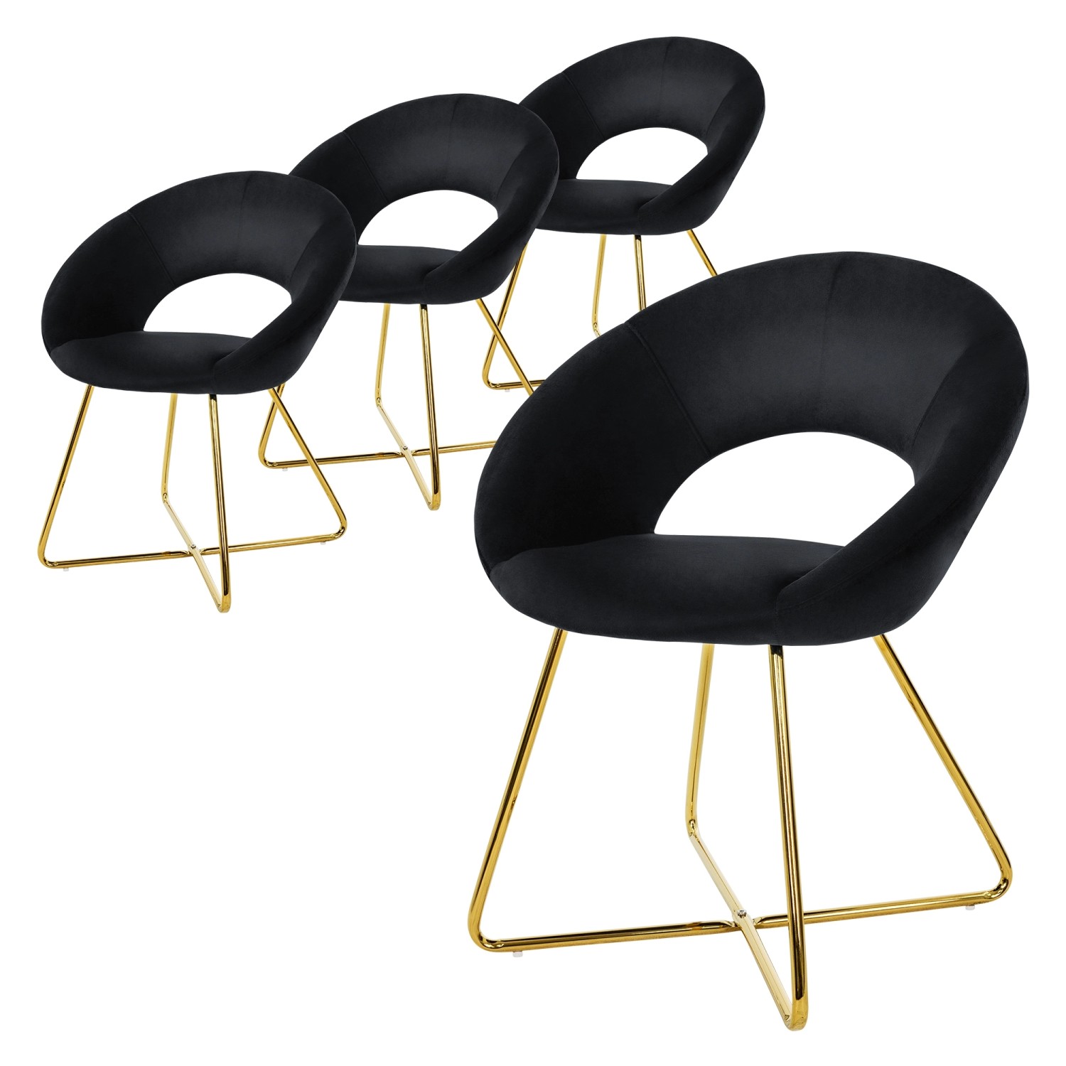 ML-Design Esszimmerstühle 4Er Set Samt Schwarz Runder Rückenlehne Polsterstuhl ML-Design Esszimmerstühle 4Er Set Samt Schwarz Runder Rückenlehne Polsterstuhl von ML-Design