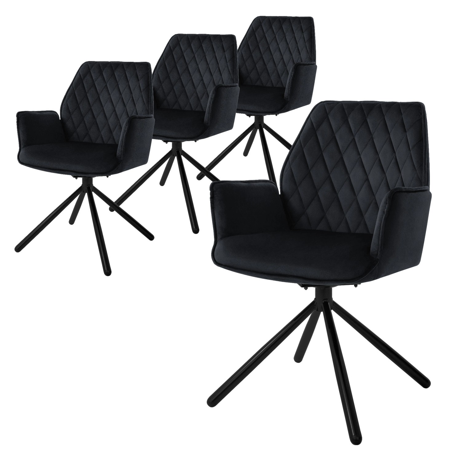 ML-Design Esszimmerstühle 4Er Set Samt Schwarz mit Arm und Rückenlehne Drehstuhl ML-Design Esszimmerstühle 4Er Set Samt Schwarz mit Arm und Rückenlehne Drehstuhl von ML-Design