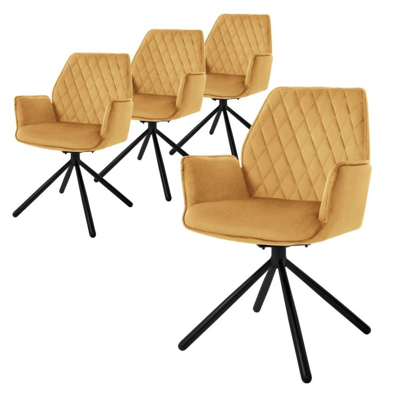 ML-Design Esszimmerstühle 4Er Set Samt Senfgelb mit Arm- Rückenlehne Drehstuhl von ML-Design