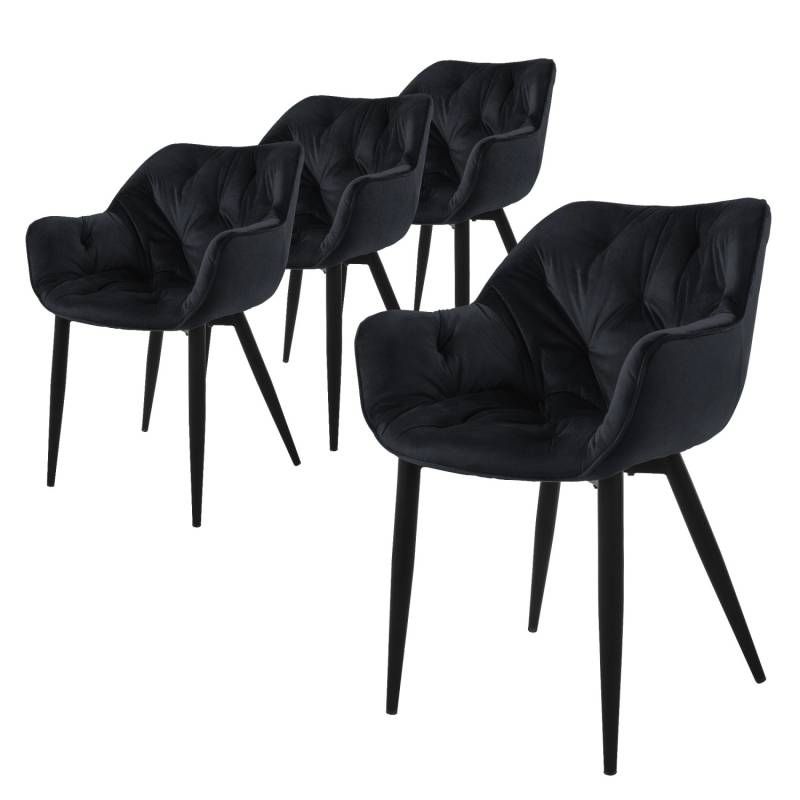 ML-Design Esszimmerstühle 4Er Set Schwarz Küchenstuhl Dickem Samtstoff von ML-Design