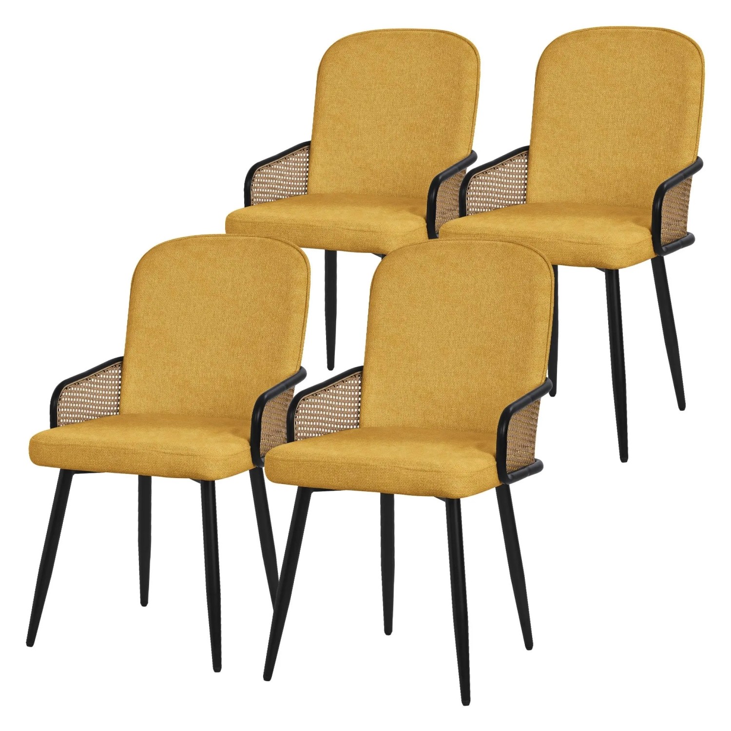 ML-Design Esszimmerstühle 4Er Set Senf mit Stoffbezug Rattan-Optik ML-Design Esszimmerstühle 4Er Set Senf mit Stoffbezug Rattan-Optik von ML-Design
