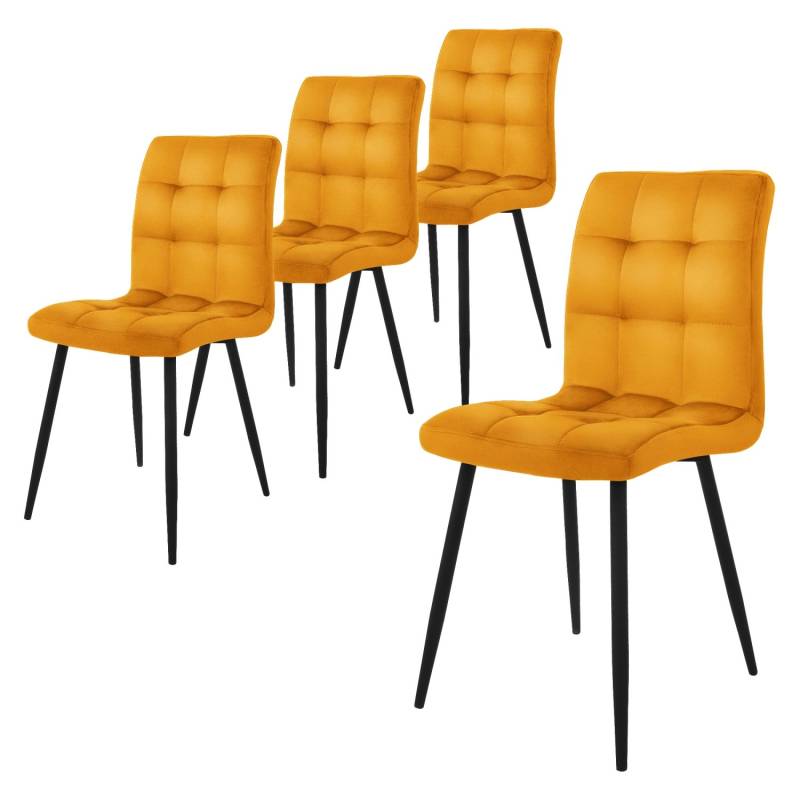 ML-Design Esszimmerstühle 4Er Set Senfgelb mit Rückenlehne mit Samtbezug von ML-Design