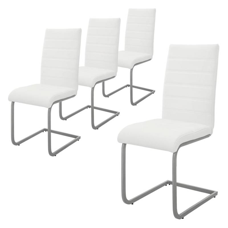 ML-Design Esszimmerstühle 4Er Set Weiß aus Kunstleder und Metall von ML-Design
