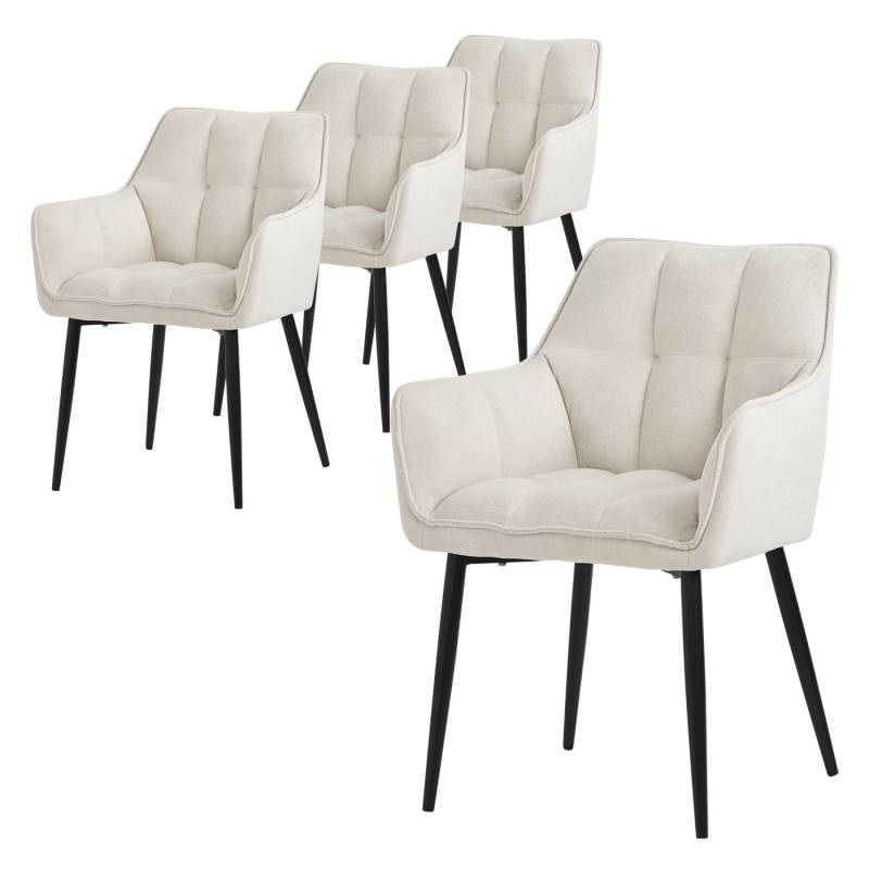 ML-Design Esszimmerstühle 4Er Set aus Frotteestoff Creme Küchenstuhl von ML-Design