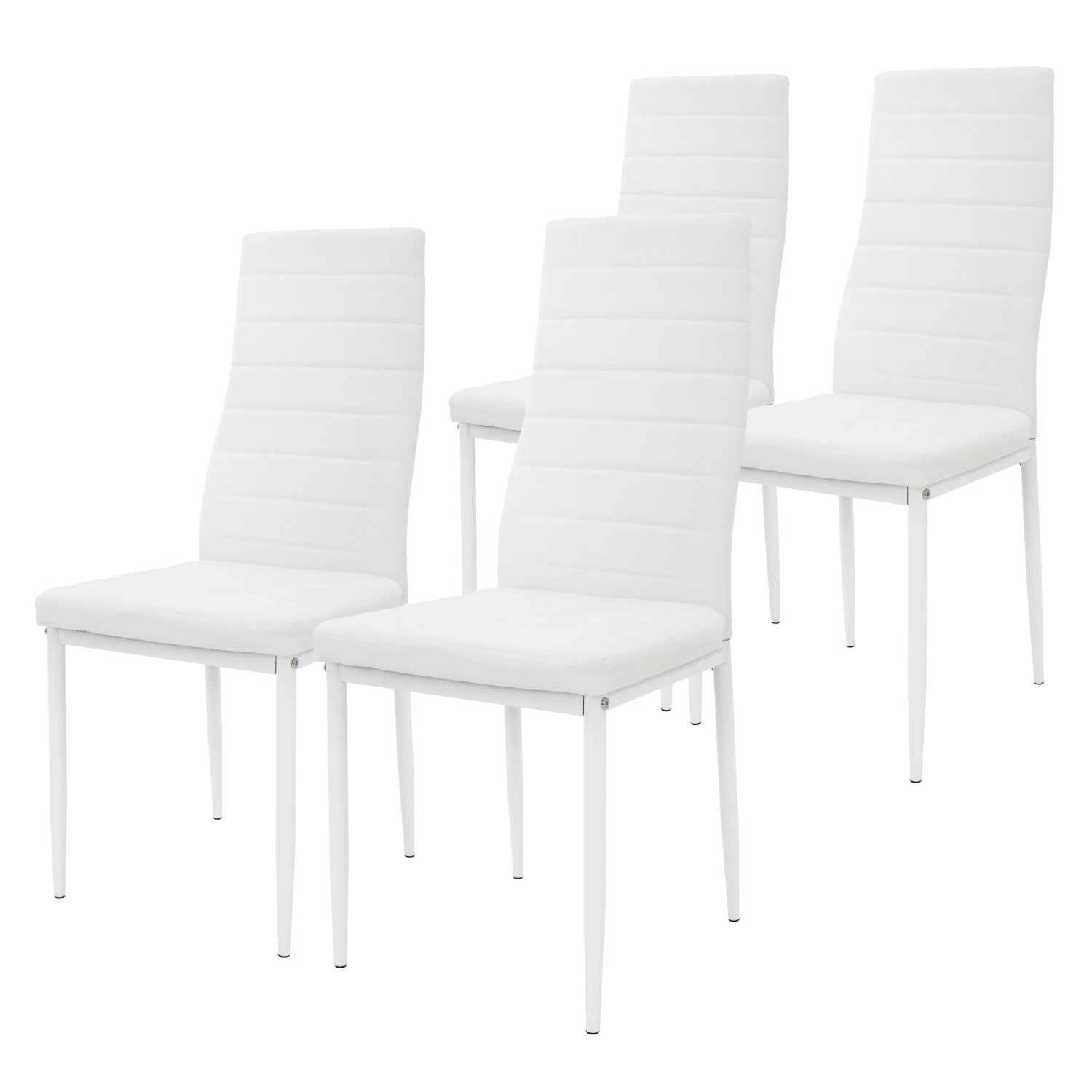 ML-Design Esszimmerstühle 4Er Set aus Kunstleder Weiß Metallbeinen ML-Design Esszimmerstühle 4Er Set aus Kunstleder Weiß Metallbeinen von ML-Design