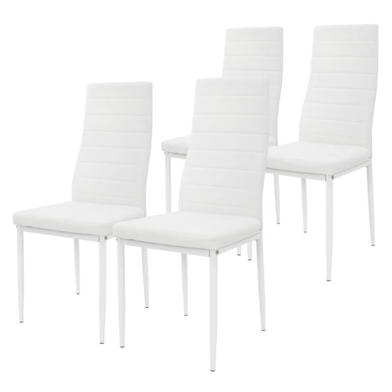 ML-Design Esszimmerstühle 4Er Set aus Kunstleder Weiß Metallbeinen von ML-Design