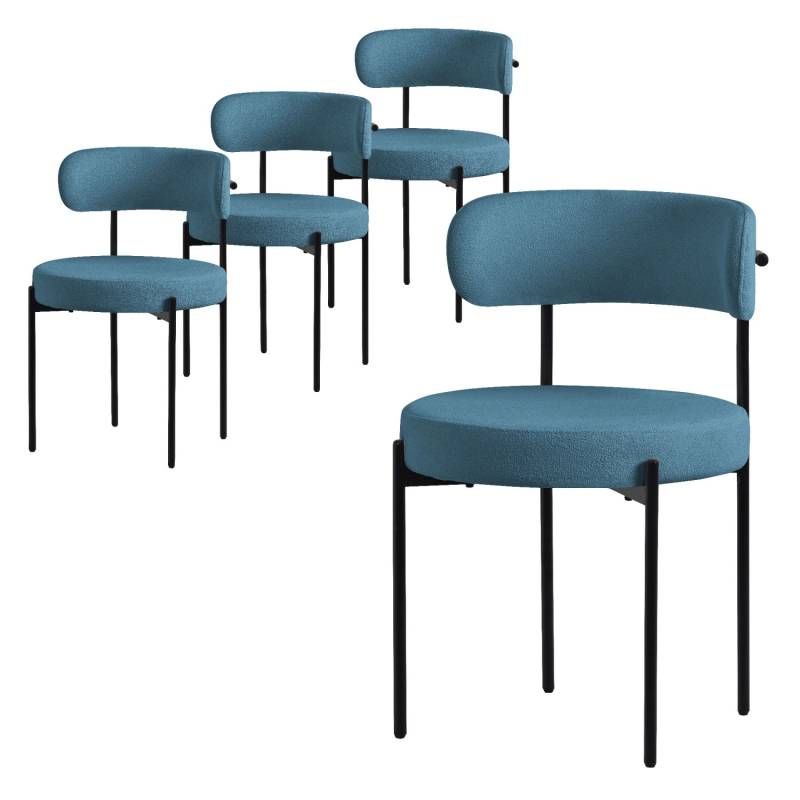 ML-Design Esszimmerstühle 4Er Set aus Teddystoff Blau mit Rückenlehne von ML-Design