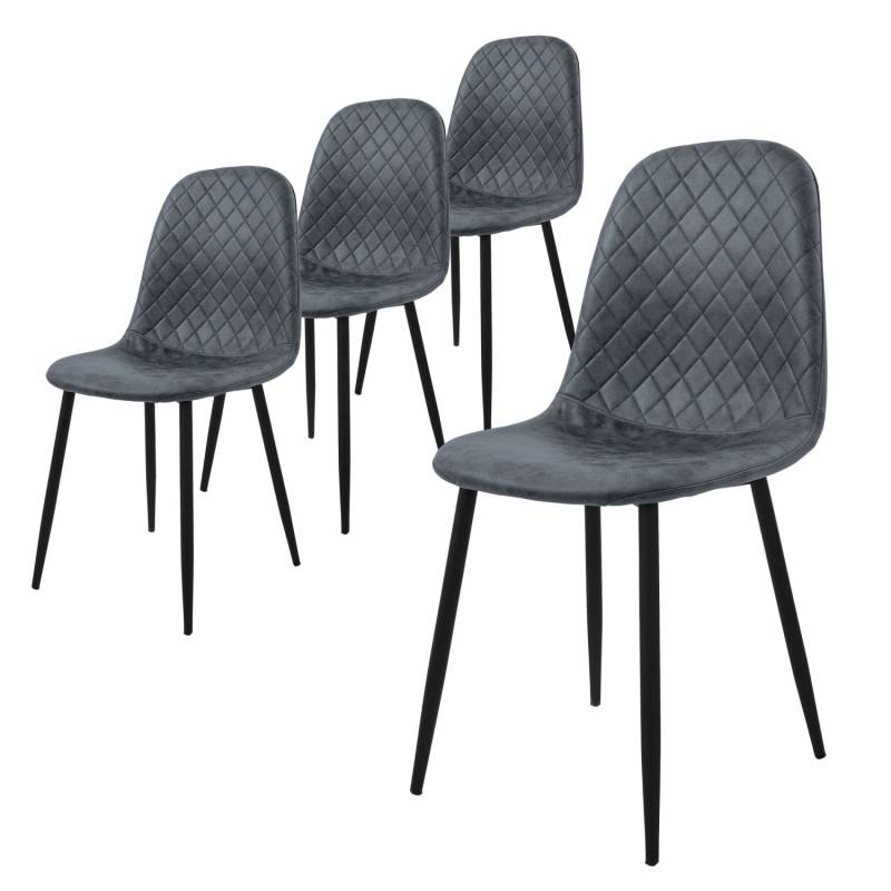 ML-Design Esszimmerstühle 4er Set Anthrazit Küchenstuhl aus Kunstleder von ML-Design