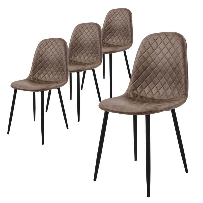 ML-Design Esszimmerstühle 4er Set Braun Küchenstuhl aus Kunstleder von ML-Design