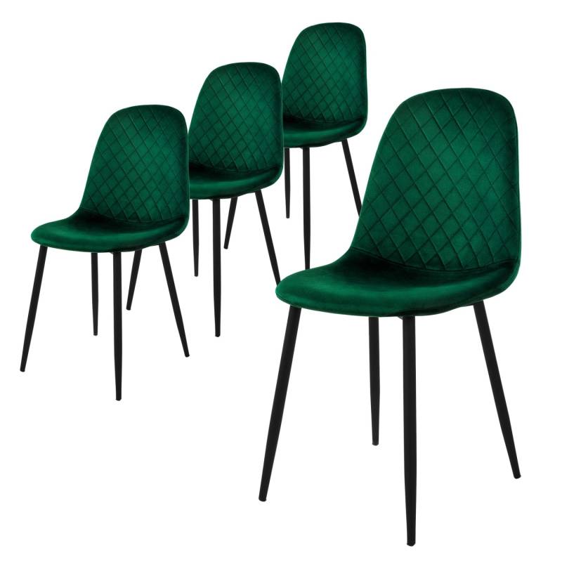 ML-Design Esszimmerstühle 4er Set Dunkelgrün Küchenstuhl mit Samtbezug von ML-Design