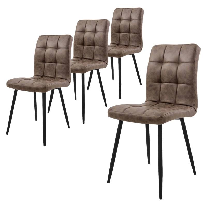 ML-Design Esszimmerstühle 4er Set Küchenstuhl mit Kunstleder Bezug Braun von ML-Design