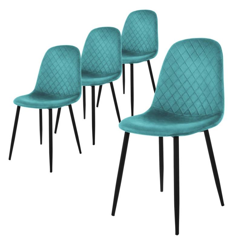 ML-Design Esszimmerstühle 4er Set Petrol Küchenstuhl mit Samtbezug von ML-Design