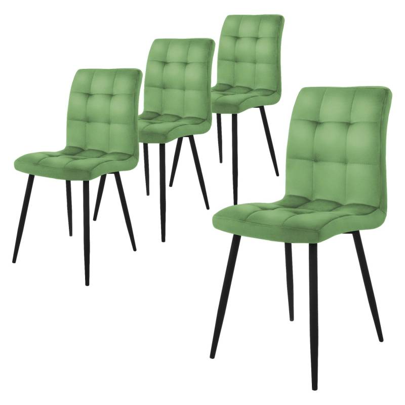 ML-Design Esszimmerstühle 4er Set Salbei mit Rückenlehne mit Samtbezug von ML-Design
