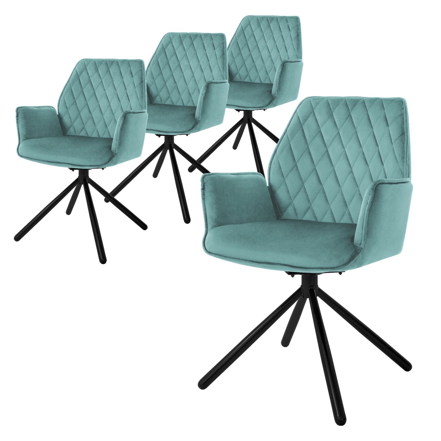 ML-Design Esszimmerstühle 4er Set Samt Salbei mit Arm und Rückenlehne Drehstuhl von ML-Design