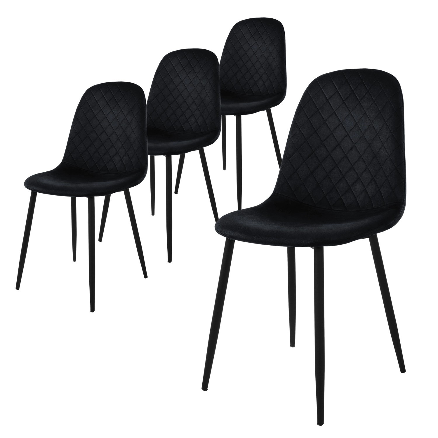 ML-Design Esszimmerstühle 4er Set Schwarz Küchenstuhl mit Samtbezug ML-Design Esszimmerstühle 4er Set Schwarz Küchenstuhl mit Samtbezug von ML-Design