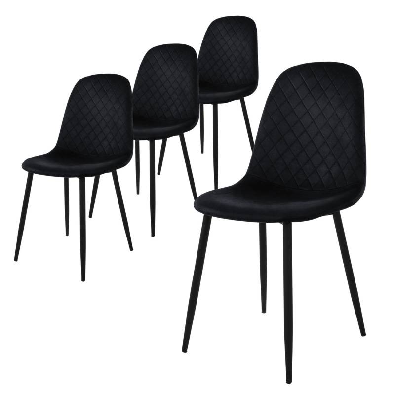 ML-Design Esszimmerstühle 4er Set Schwarz Küchenstuhl mit Samtbezug von ML-Design