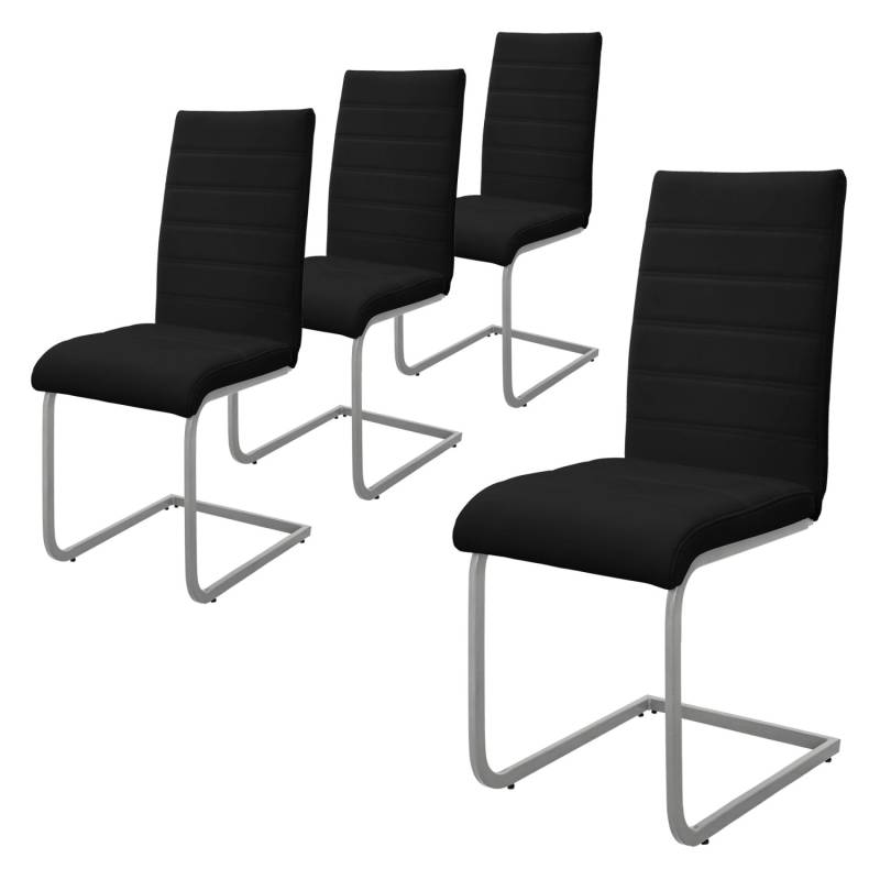 ML-Design Esszimmerstühle 4er Set Schwarz Schwingstuhl Rückenlehne Kunstleder von ML-Design