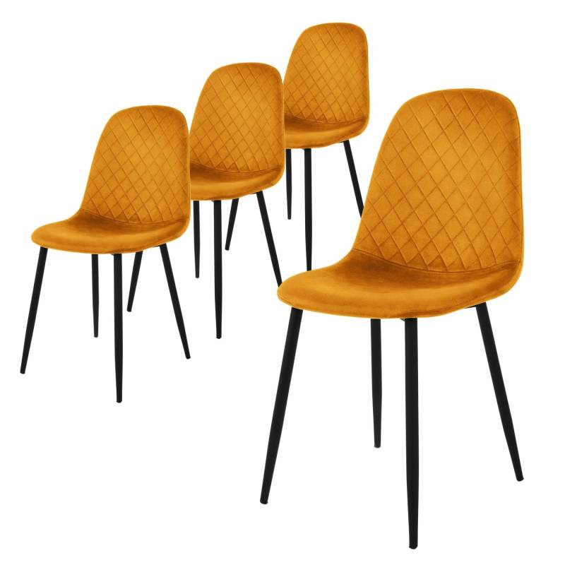 ML-Design Esszimmerstühle 4er Set Senfgelb Küchenstuhl mit Samtbezug von ML-Design