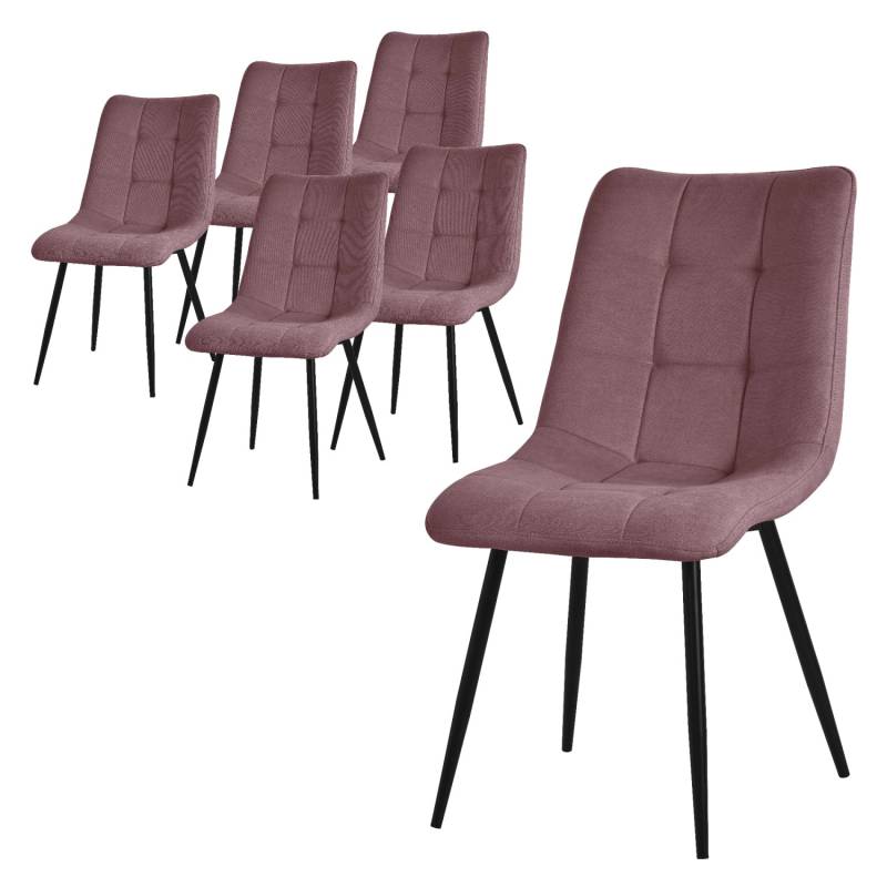 ML-Design Esszimmerstühle 6Er Set Altrosa mit Stoffbezug mit Rückenlehne von ML-Design