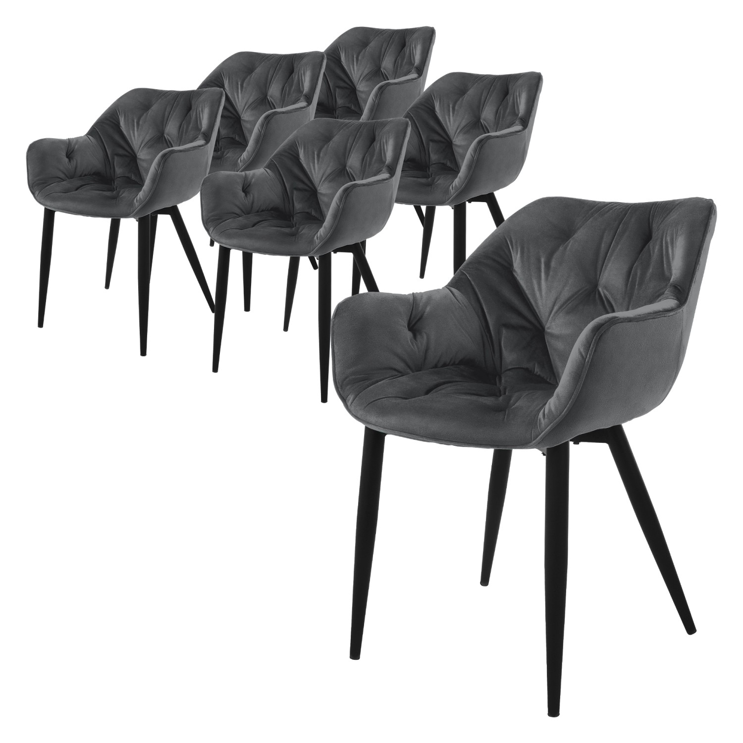 ML-Design Esszimmerstühle 6Er Set Anthrazit Küchenstuhl mit Dickem Samtstoff ML-Design Esszimmerstühle 6Er Set Anthrazit Küchenstuhl mit Dickem Samtstoff von ML-Design