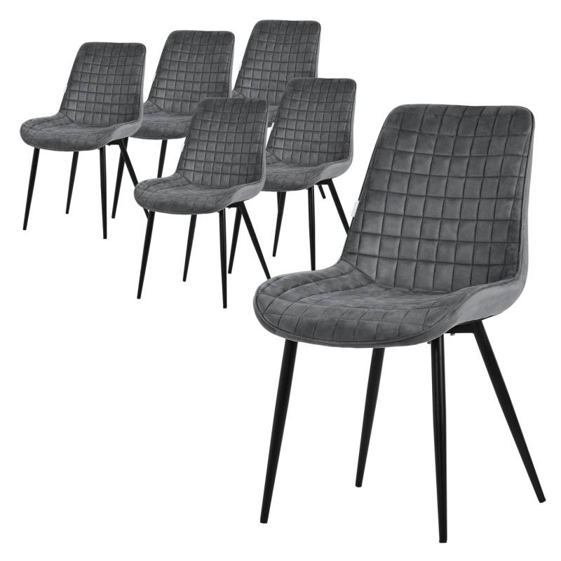 ML-Design Esszimmerstühle 6Er Set Anthrazit Sitzfläche aus Samt mit Rückenlehne von ML-Design