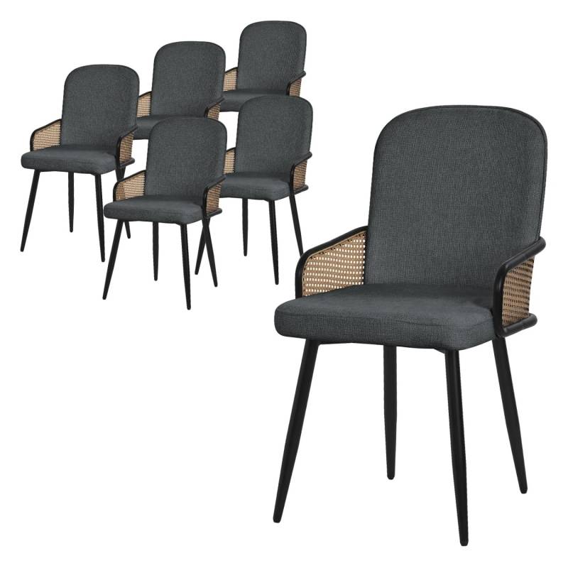 ML-Design Esszimmerstühle 6Er Set Anthrazit Stoffbezug - Rattan-Optik ML-Design Esszimmerstühle 6Er Set Anthrazit Stoffbezug - Rattan-Optik von ML-Design