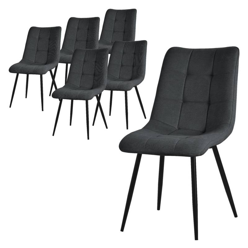 ML-Design Esszimmerstühle 6Er Set Anthrazit mit Stoffbezug mit Rückenlehne von ML-Design