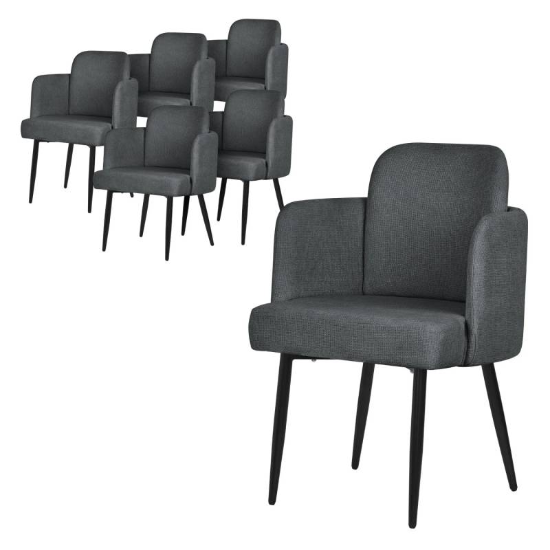 ML-Design Esszimmerstühle 6Er Set Anthrazit mit Stoffbezug & Armlehne ML-Design Esszimmerstühle 6Er Set Anthrazit mit Stoffbezug & Armlehne von ML-Design