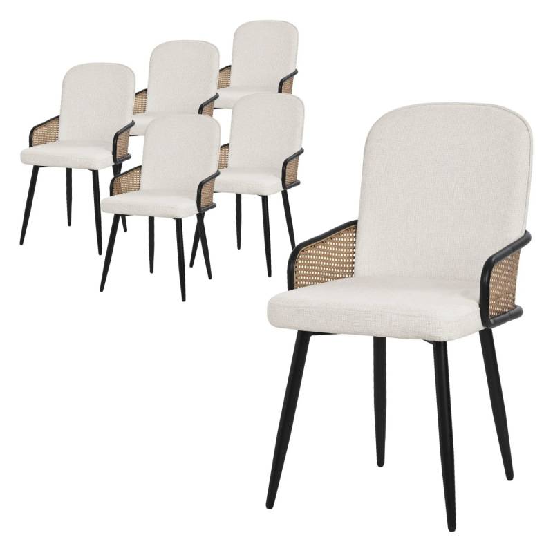 ML-Design Esszimmerstühle 6Er Set Beige mit Stoffbezug Rattan-Optik ML-Design Esszimmerstühle 6Er Set Beige mit Stoffbezug Rattan-Optik von ML-Design