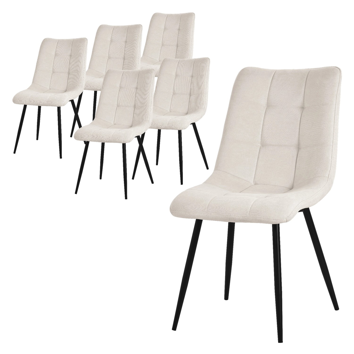 ML-Design Esszimmerstühle 6Er Set Beige mit Stoffbezug mit Rückenlehne von ML-Design