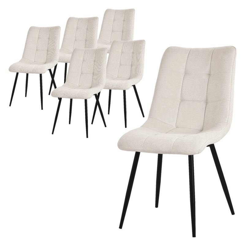 ML-Design Esszimmerstühle 6Er Set Beige mit Stoffbezug mit Rückenlehne von ML-Design