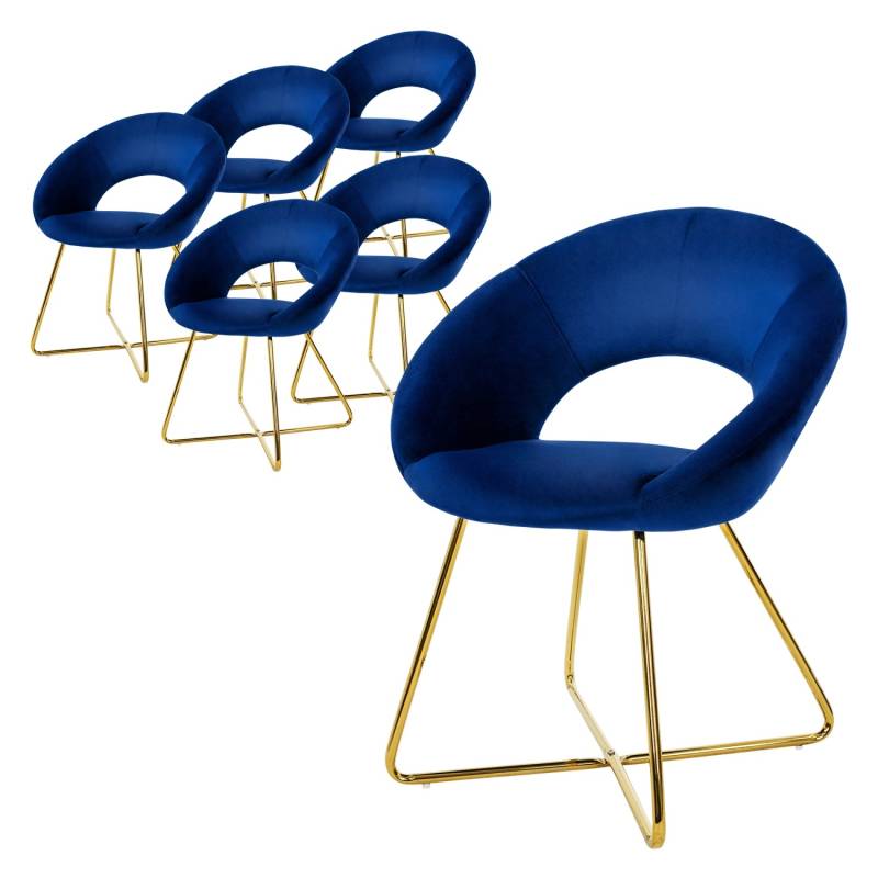 ML-Design Esszimmerstühle 6Er Set Blau Samt mit Runder Rückenlehne Polsterstuhl ML-Design Esszimmerstühle 6Er Set Blau Samt mit Runder Rückenlehne Polsterstuhl von ML-Design