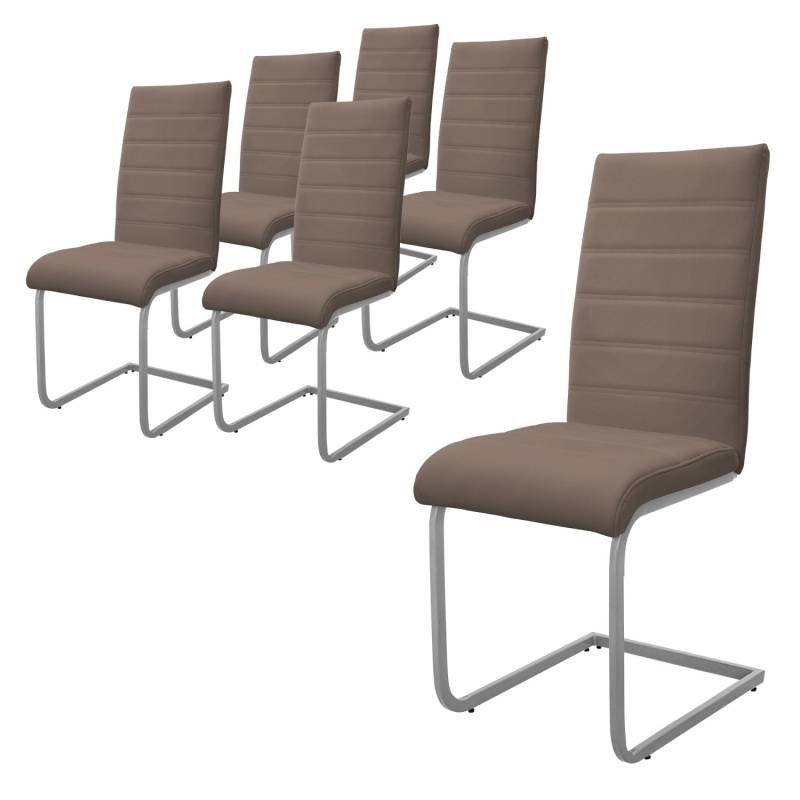 ML-Design Esszimmerstühle 6Er Set Braun Freischwinger Stuhl aus Kunstleder von ML-Design