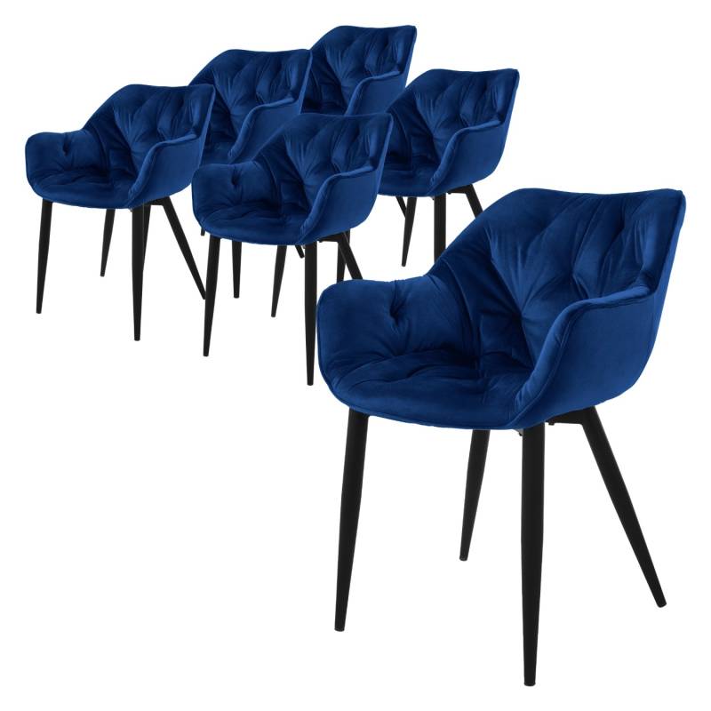 ML-Design Esszimmerstühle 6Er Set Dunkelblau Küchenstuhl mit Dickem Samtstoff von ML-Design