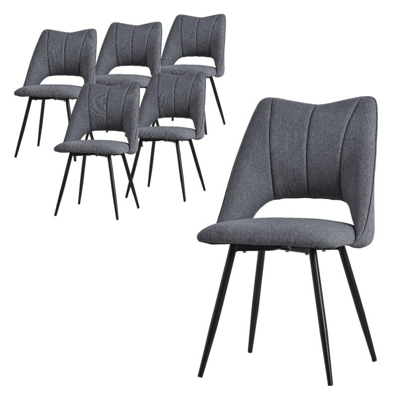 ML-Design Esszimmerstühle 6Er Set Grau aus Stoffbezug mit Rückenlehne von ML-Design