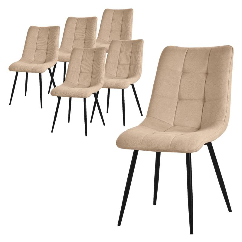 ML-Design Esszimmerstühle 6Er Set Hellbraun mit Stoffbezug mit Rückenlehne von ML-Design