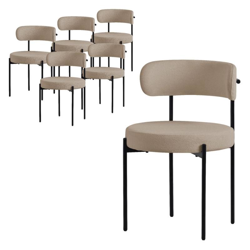 ML-Design Esszimmerstühle 6Er Set Küchenstuhl aus Teddystoff Braun von ML-Design