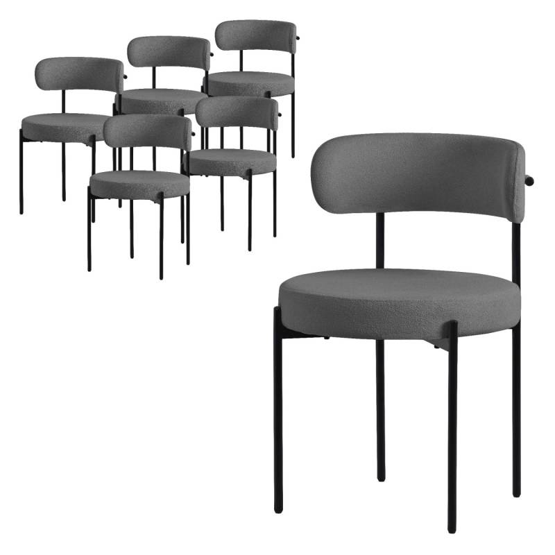 ML-Design Esszimmerstühle 6Er Set Küchenstuhl aus Teddystoff Grau von ML-Design