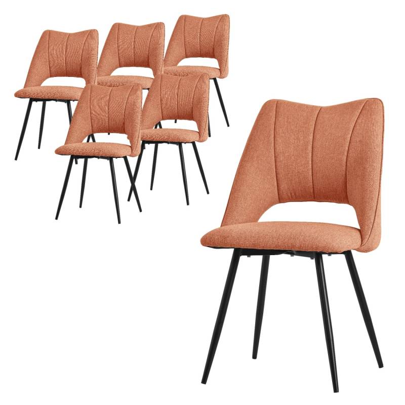 ML-Design Esszimmerstühle 6Er Set Orange aus Stoffbezug mit Rückenlehne von ML-Design