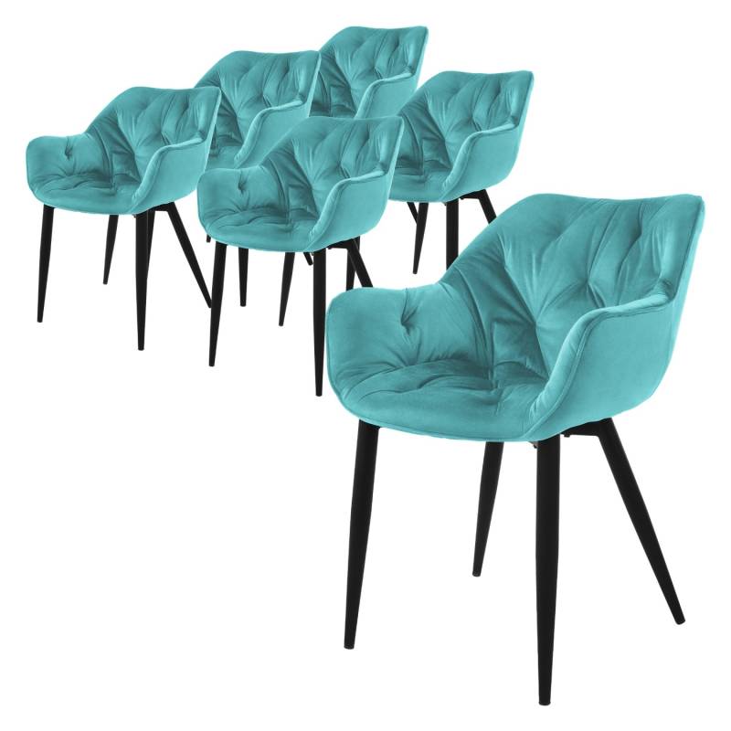 ML-Design Esszimmerstühle 6Er Set Petrol Küchenstuhl mit Dickem Samtstoff von ML-Design