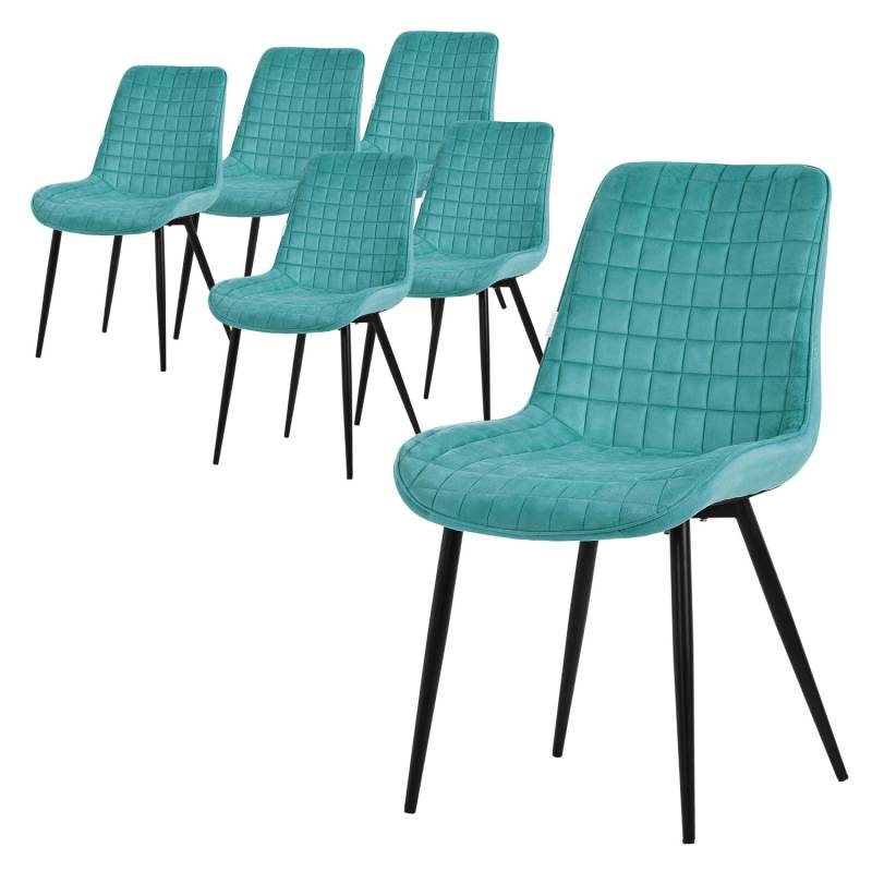 ML-Design Esszimmerstühle 6Er Set Petrol Sitzfläche aus Samt mit Rückenlehne von ML-Design