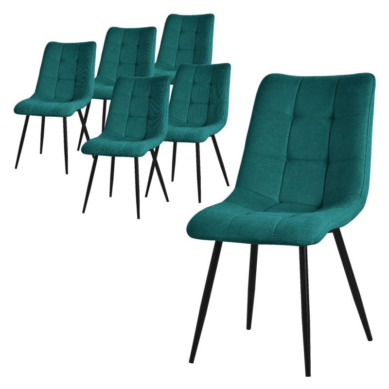 ML-Design Esszimmerstühle 6Er Set Petrol mit Stoffbezug mit Rückenlehne von ML-Design