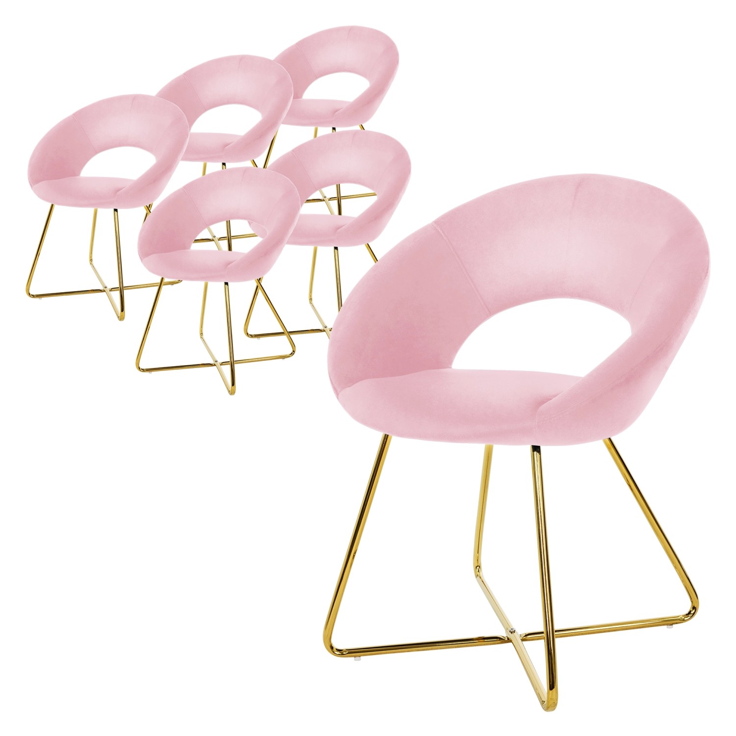 ML-Design Esszimmerstühle 6Er Set Rosa aus Samt mit Runder Rückenlehne ML-Design Esszimmerstühle 6Er Set Rosa aus Samt mit Runder Rückenlehne von ML-Design