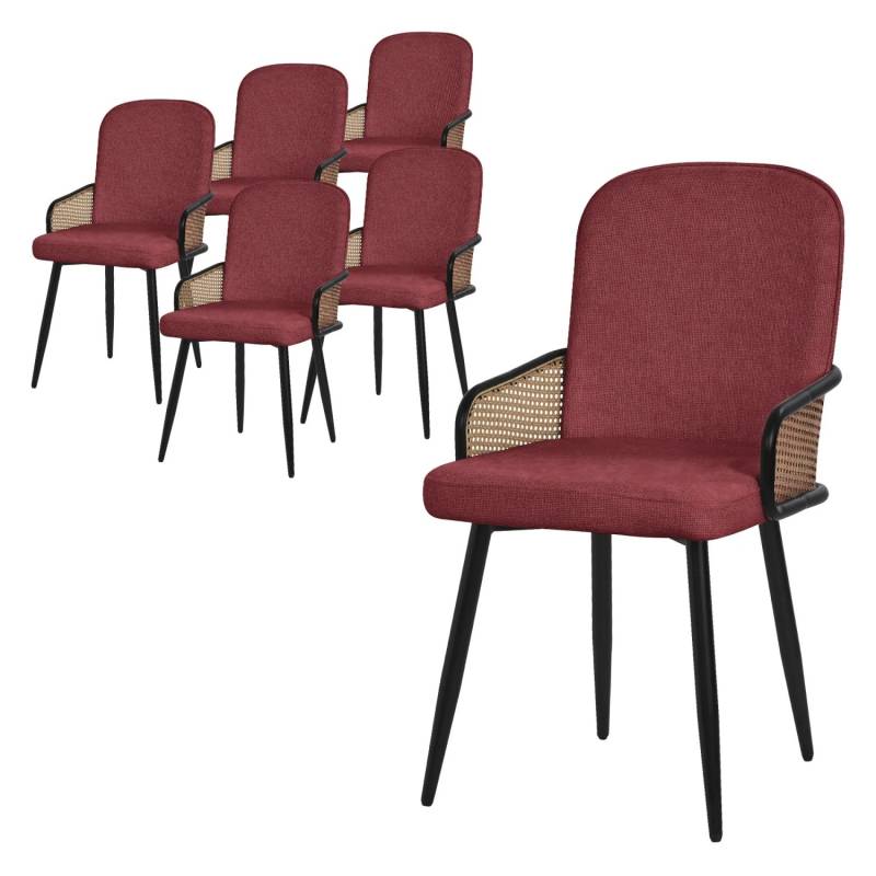 ML-Design Esszimmerstühle 6Er Set Rot mit Stoffbezug Rattan-Optik ML-Design Esszimmerstühle 6Er Set Rot mit Stoffbezug Rattan-Optik von ML-Design