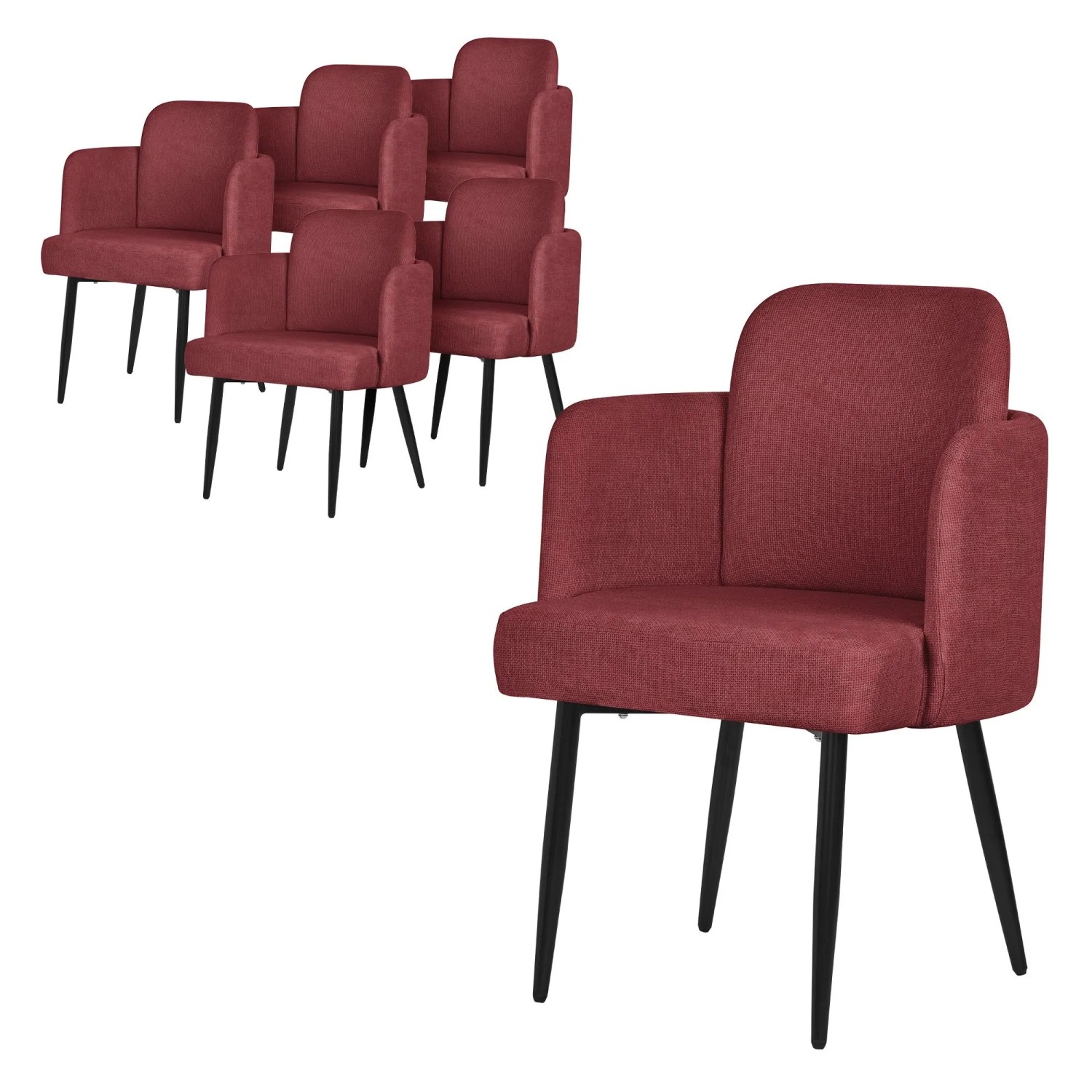 ML-Design Esszimmerstühle 6Er Set Rot mit Stoffbezug und Armlehne ML-Design Esszimmerstühle 6Er Set Rot mit Stoffbezug und Armlehne von ML-Design