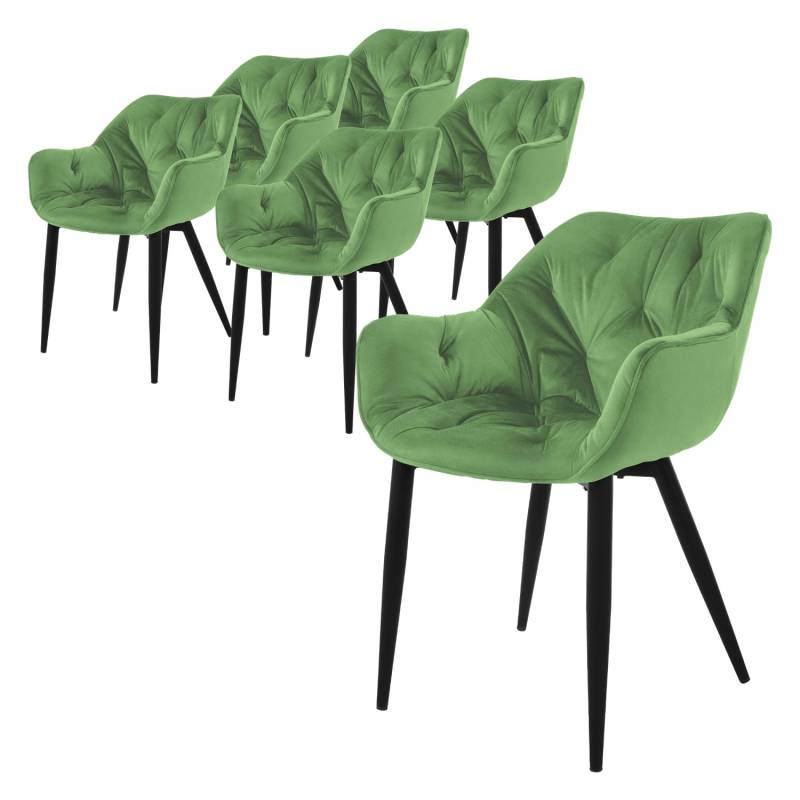 ML-Design Esszimmerstühle 6Er Set Salbei Gepolstert Küchenstuhl mit Dickem Samt von ML-Design